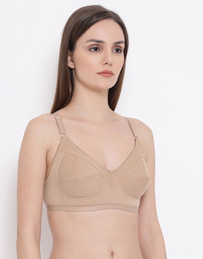 Buy Clovia Beige Solid Cotton Full Coverage Bra Online at Best