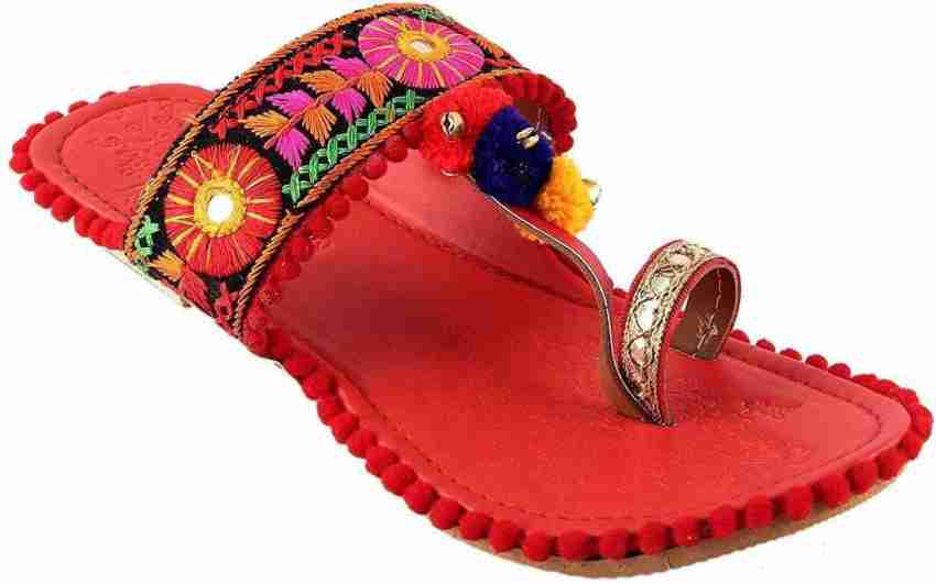 RAJASTHANI CHAPPAL Women Red Flats Buy RAJASTHANI CHAPPAL Women