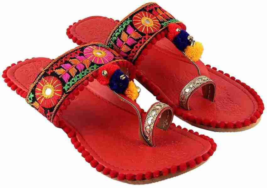 RAJASTHANI CHAPPAL Women Red Flats Buy RAJASTHANI CHAPPAL Women