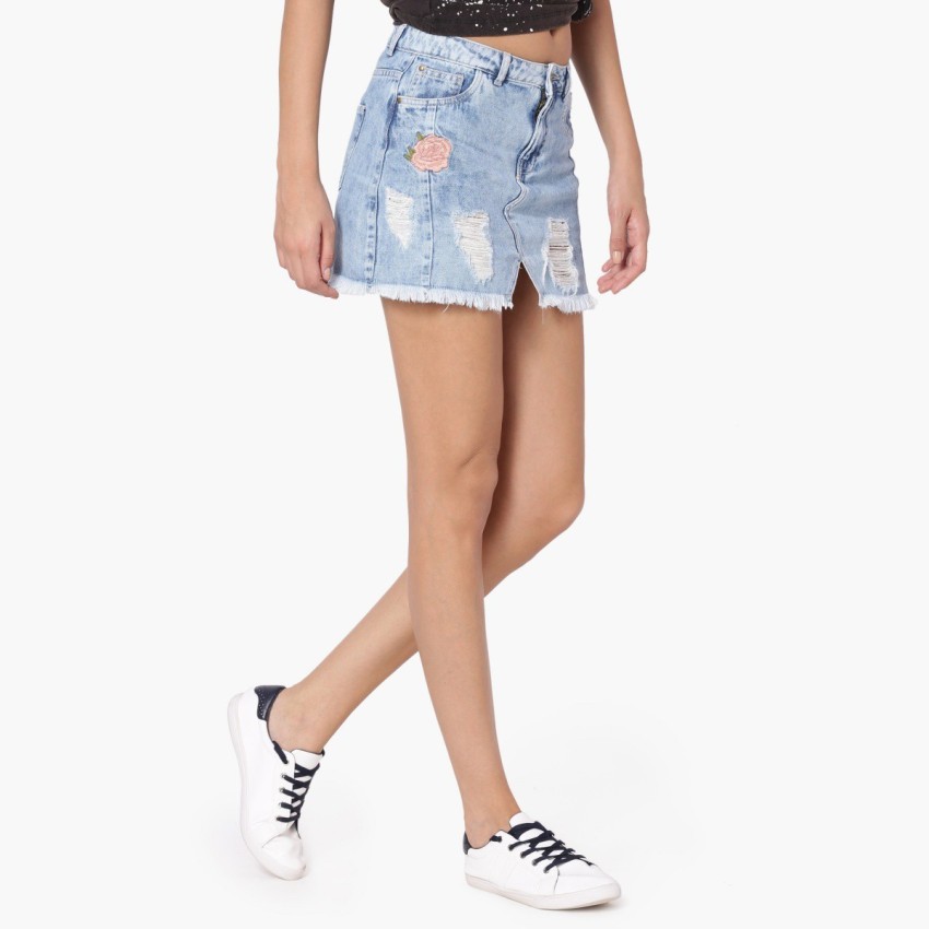 Ginger embroidered shop denim mini skirt