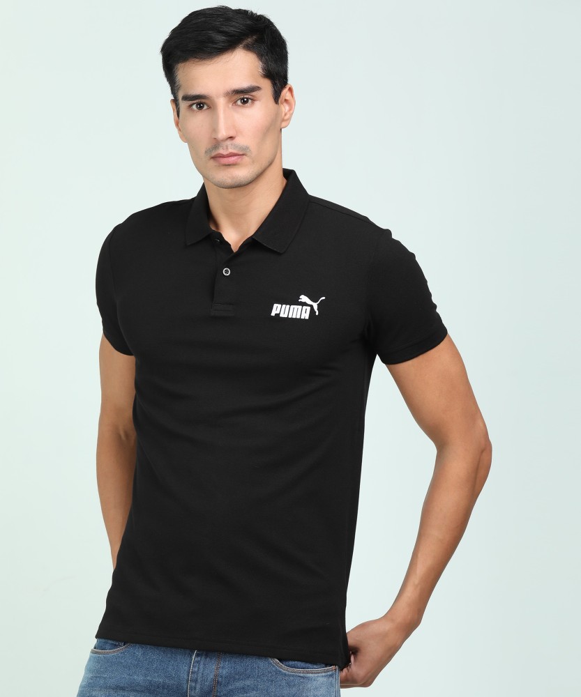 PUMA Men Polo Neck Black T-Shirt - Buy Solid Men Polo Neck Black T-Shirt Online at Prices in India | Flipkart.com