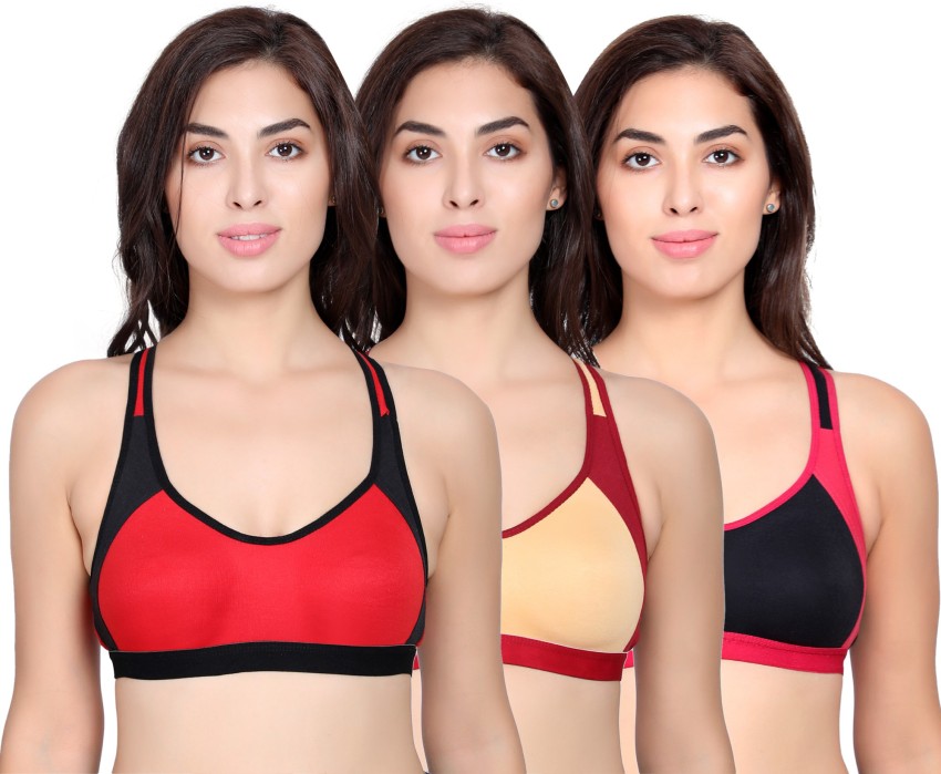 Alazne Alazne womens non-padded cross back sports bra for Daily workout  (pack of 3) Women Sports Non Padded Bra - Buy Alazne Alazne womens  non-padded cross back sports bra for Daily workout (