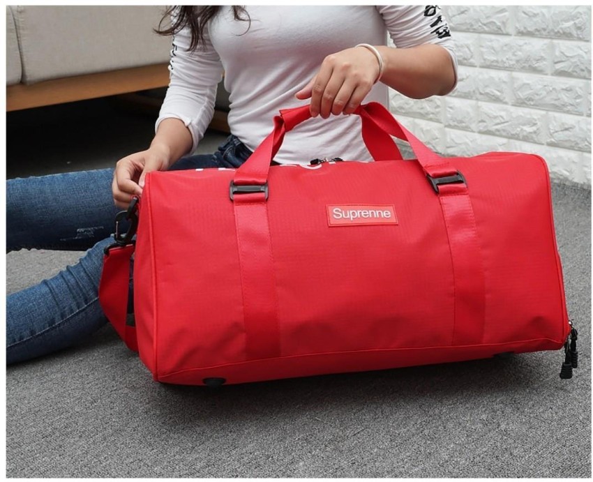 Red Polyester Supreme Duffle Bag, For Travel