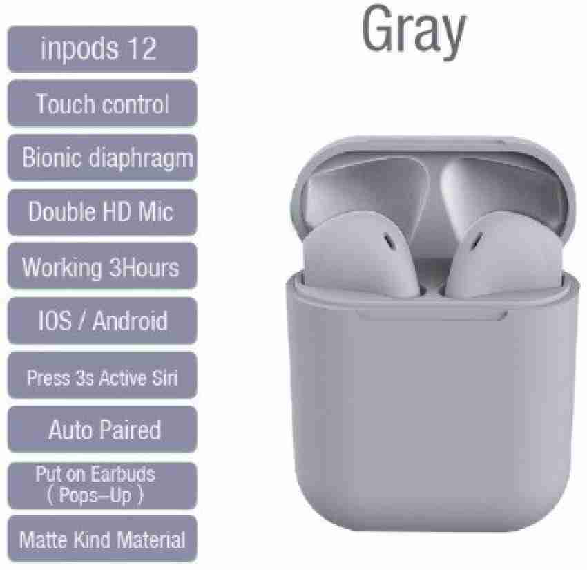 Crystal Digital Grey Touch Control Feature Inpods12 Tws Earbuds