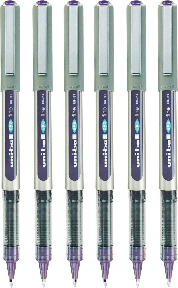 Stylo roller Uniball Eye UB 157 - pointe métal fine encre liquide violet  pas cher