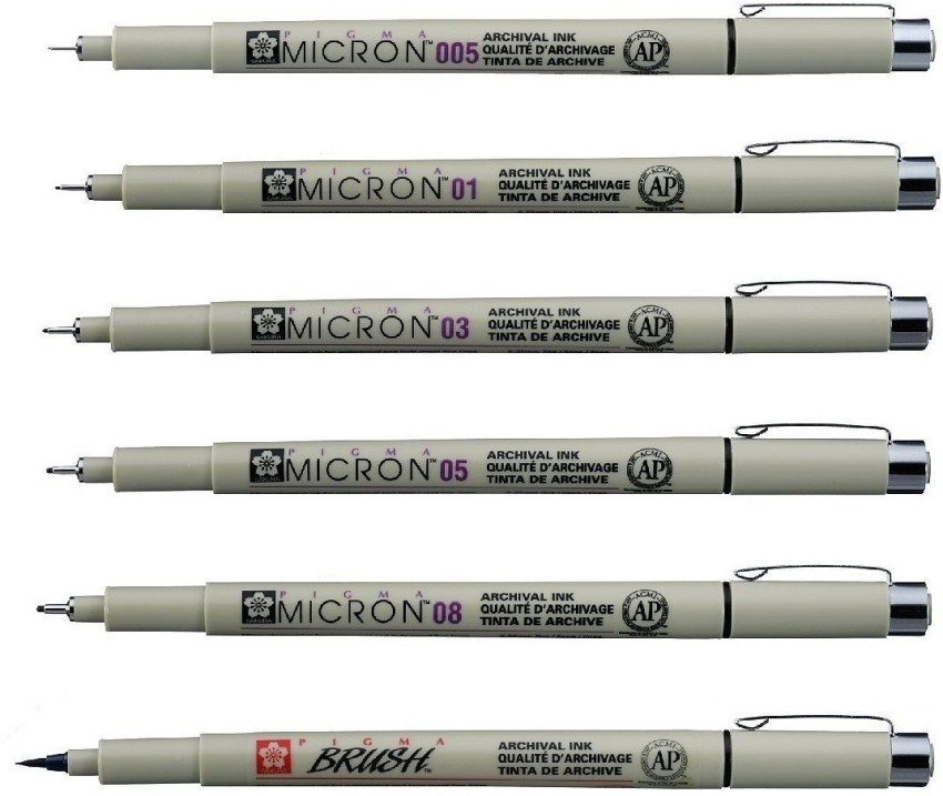 Sakura Pigma Micron Pen 03 Black Ink Marker Felt Tip Pen, Archival Pigment Ink Pens for Artist, Zentangle, Technical Drawing Pens - 8 Pack of Micron