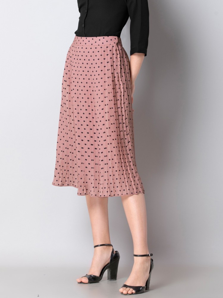 Buy FABALLEY Red Regular Fit Calf Length Length Net Womens Casual Skirt   Shoppers Stop