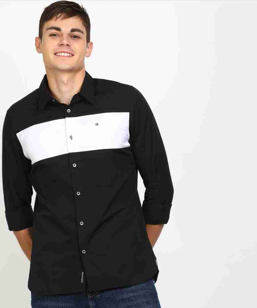 Calvin Klein Jeans Men Color Block Casual Black Shirt Buy Calvin