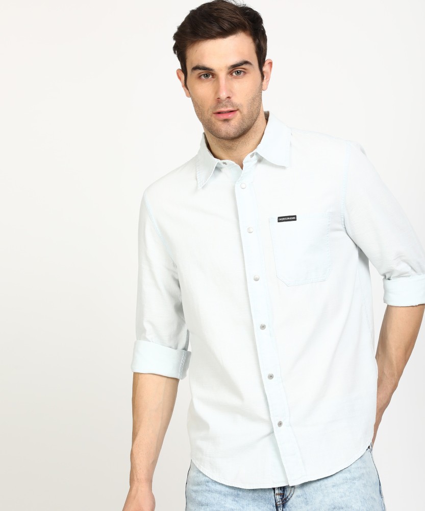 Calvin Klein Jeans Men Solid Casual White Shirt