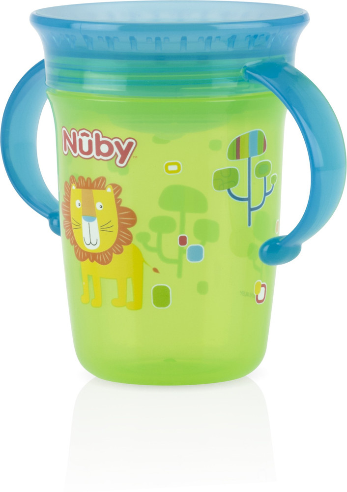 NUBY 360 Wonder Cup with hygienic cover for your Child Green with 8 oz 240 ml