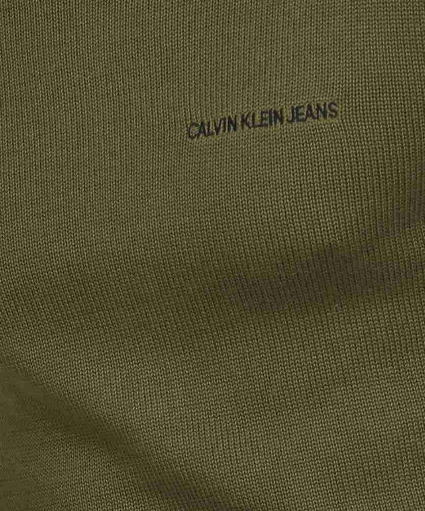 Calvin Klein Jeans Woven Crew Neck Casual Men Dark Green Sweater - Buy Calvin  Klein Jeans Woven Crew Neck Casual Men Dark Green Sweater Online at Best  Prices in India