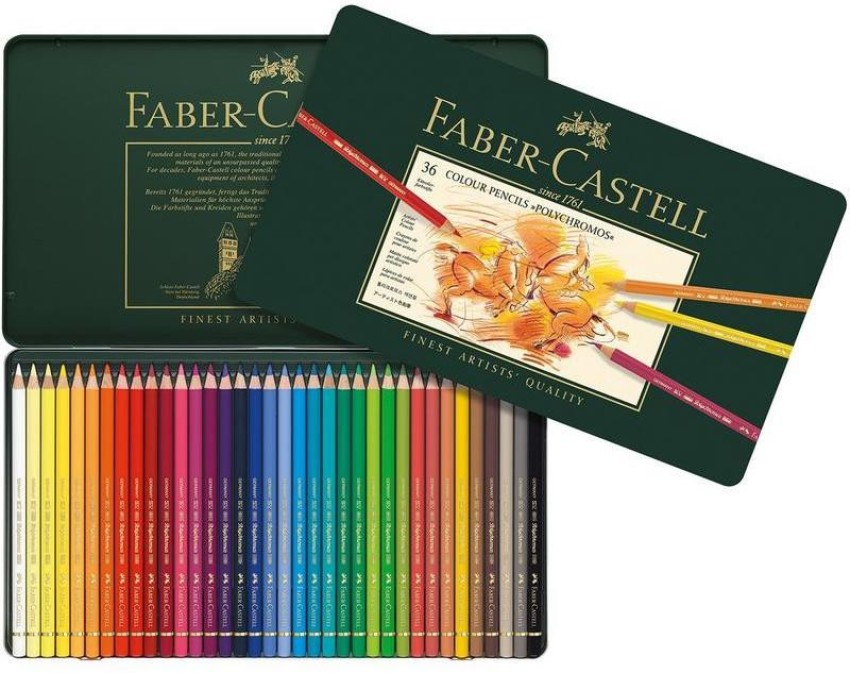 FABER-CASTELL POLYCHROMOS COLOR PENCIL SET PACK OF 36  PENCILS (MULTICOLOR) Hexagonal Shaped Color Pencils 