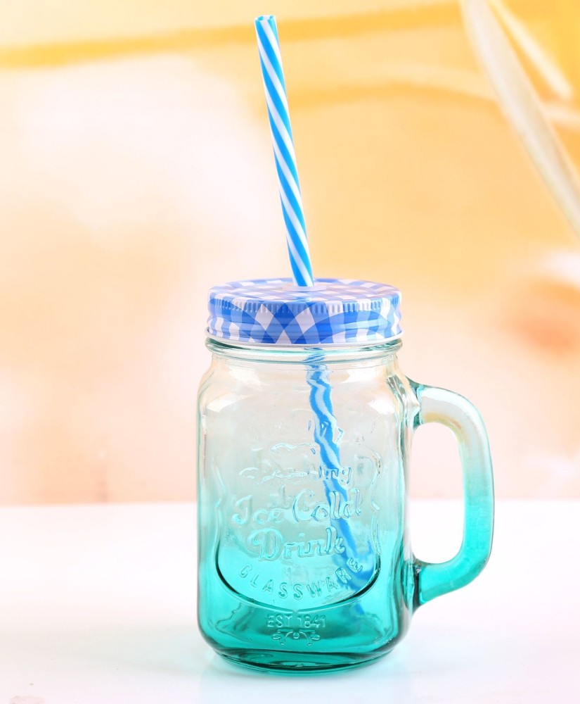 Blue Birds USA Homeware Glass Mason Jar with Lid and Straw Smoothie Ice  Cream Fruit Cold Drinking Water Jars Juice Cup Glass Mason Jar Price in  India - Buy Blue Birds USA