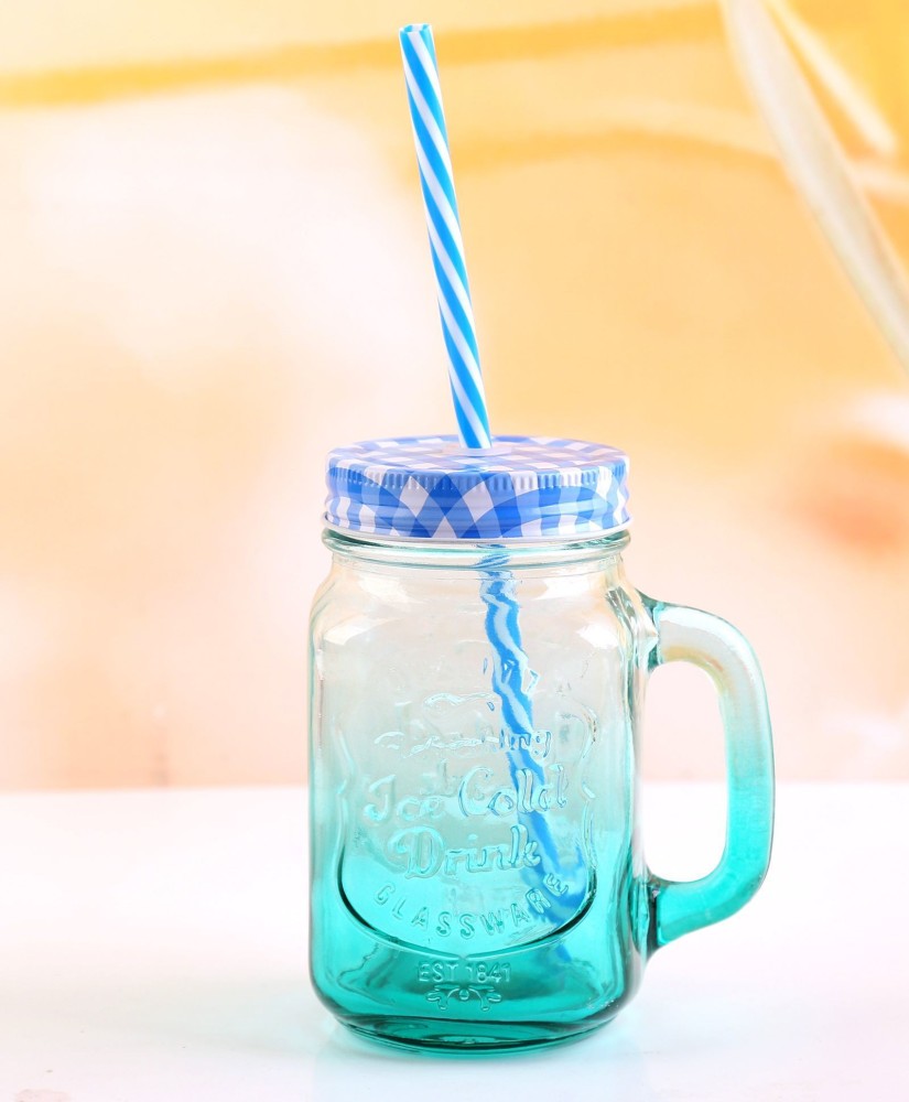 BUY SURETY Glass Straw Jar with Lid and Straw Summer Ice Cream Fruit Cold  Drinking Water Jars Cold Coffee Juice Cup Glass Mason Jar Price in India -  Buy BUY SURETY Glass