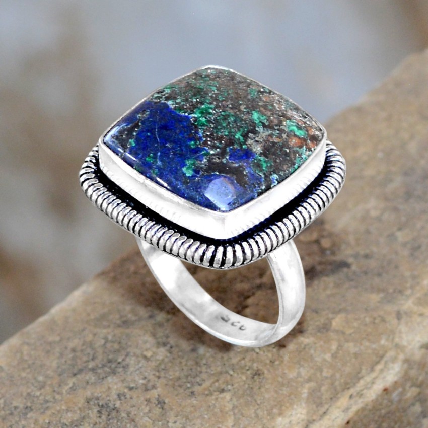 Silvesto India Indian Cultural, Azurite Ring Sz 18, Bezel-set, New