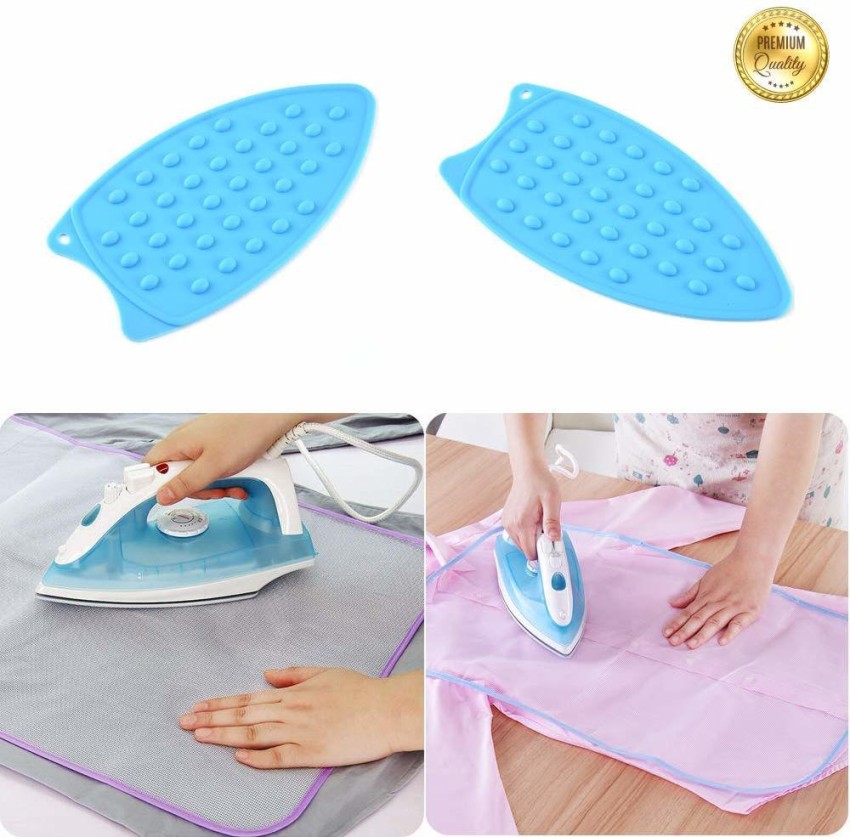 Silver Portable Ironing Pad with Silicone Iron Rest