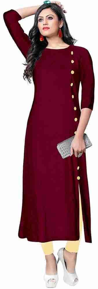 ETHNIC INDIA Women Solid Frontslit Kurta Buy ETHNIC INDIA Women