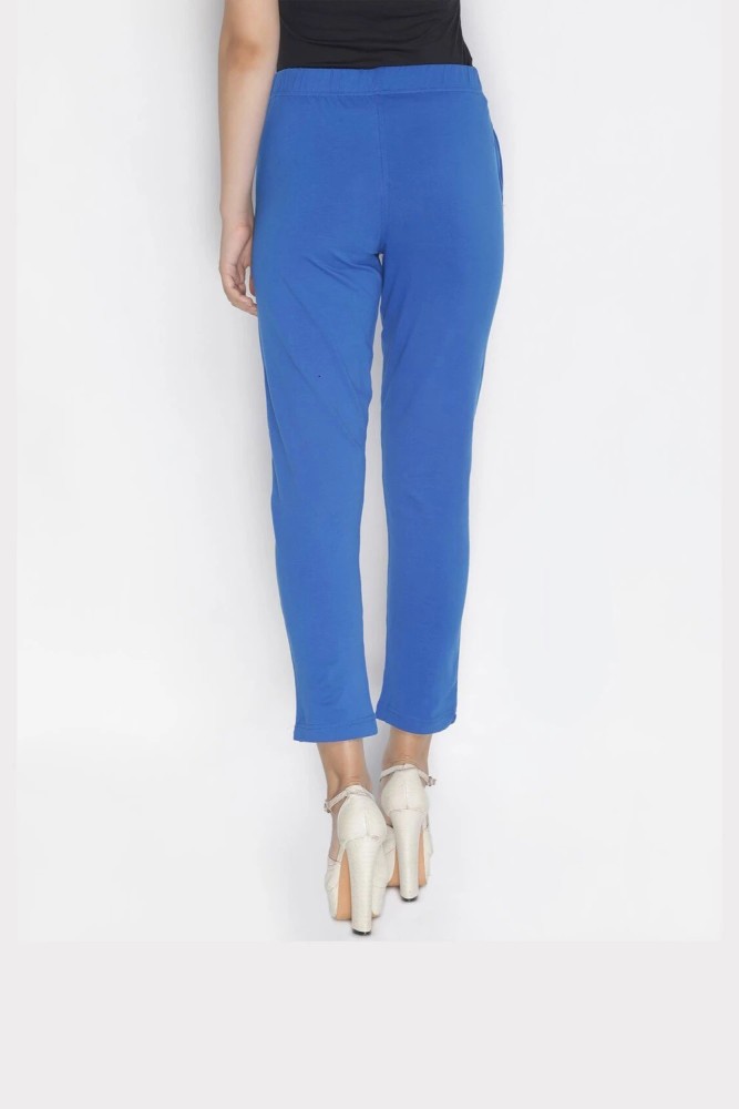 Vami Womens Cotton Formal Trousers  True Blue  BONJOUR