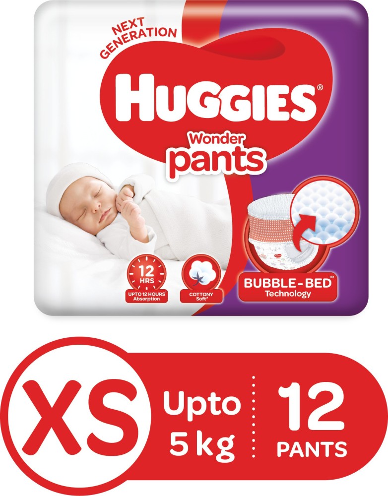 Huggies Wonder Pants Extra Small  New BornFor Unisex Baby XS  NB Size  Diaper Pants 12 count with Bubble Bed Technology for comfort  Amazonin  Health  Personal Care