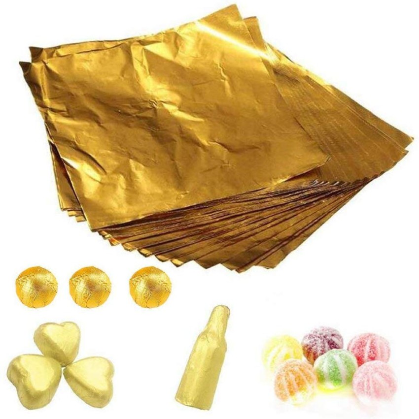 Foil Candy Wrappers Chocolate Paper Wrapping Packaging Gold Wrapper Bar Aluminium Tin Aluminum Food Lolly Sheet Gift, Size: 20x20x0.10cm