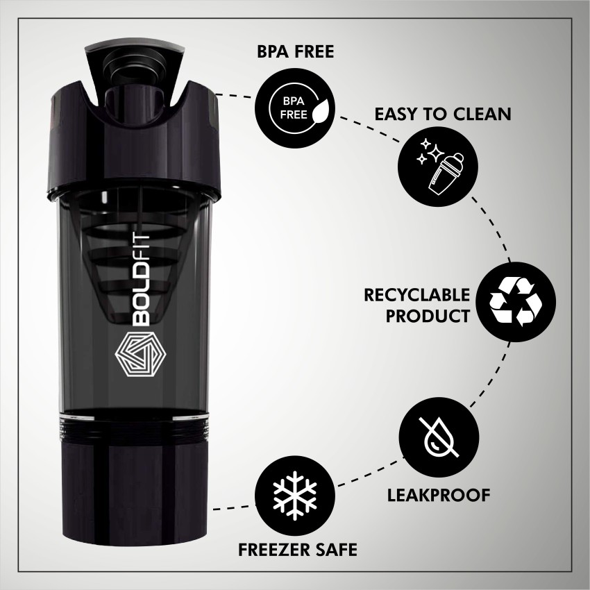 Boldfit Gym Spider Shaker Bottle 500ml with Extra Compartment, 100%  Leakproof Guarantee, Ideal for Protein, Preworkout and BCAAs, BPA Free  Material …