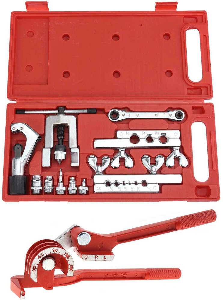 Digital Craft Flaring Tool Kit Flaring Swaing Tool Set for Tube Pipe Swage Tool Tubing Cutter and Ratchet Wrench Multi Vise Tool