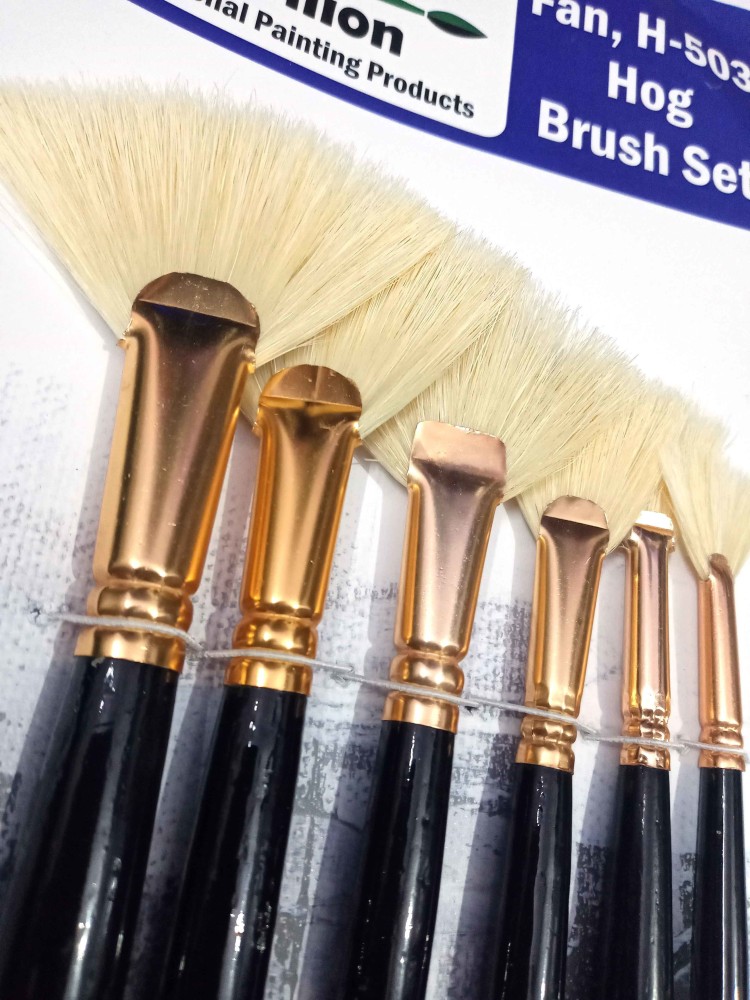 Fan Brush for Painting Hog Bristle Hair 3pcs Artist Soft Anti-Shedding  Paint Brushes for Acrylic Watercolor Oil Painting