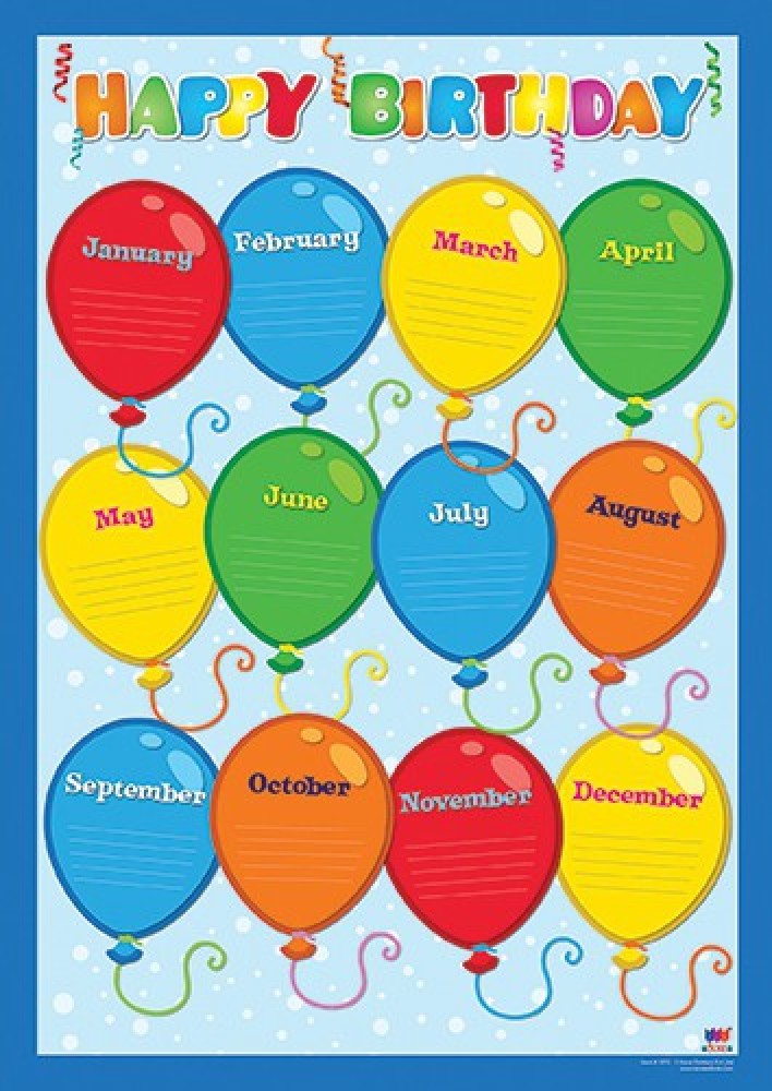 Printable Classroom Birthday Chart Classroom Birthday,, 60% OFF