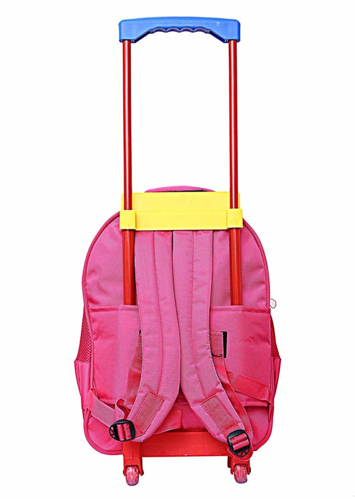 Easyhome Girl's Soft Fabric Wheels Trolley Backpack School Bag Waterproof  Trolley