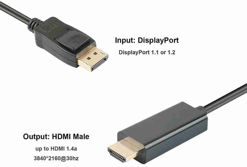 spincart HDMI Cable 1.5 m Displayport to HDMI Cable Gold-Plated Cord -  spincart 