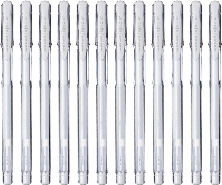 Plastic WHITE Uni ball UM 100 Signo Gel Pen PACK OF 20 (Only Bulk