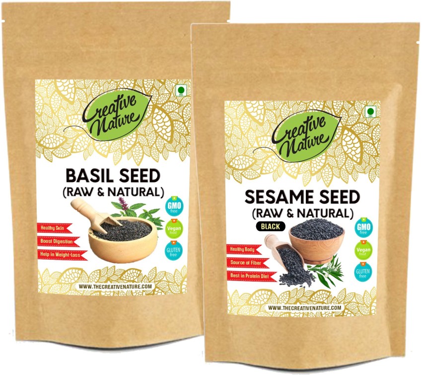 Creative Nature Combo Pack of Basil Seed and Sesame Black Seed 100