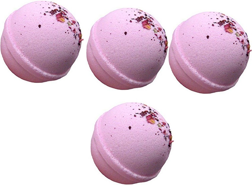 Metherb Rose Bubble Bath Bomb Natural Fizzy For Women, (pack of 4