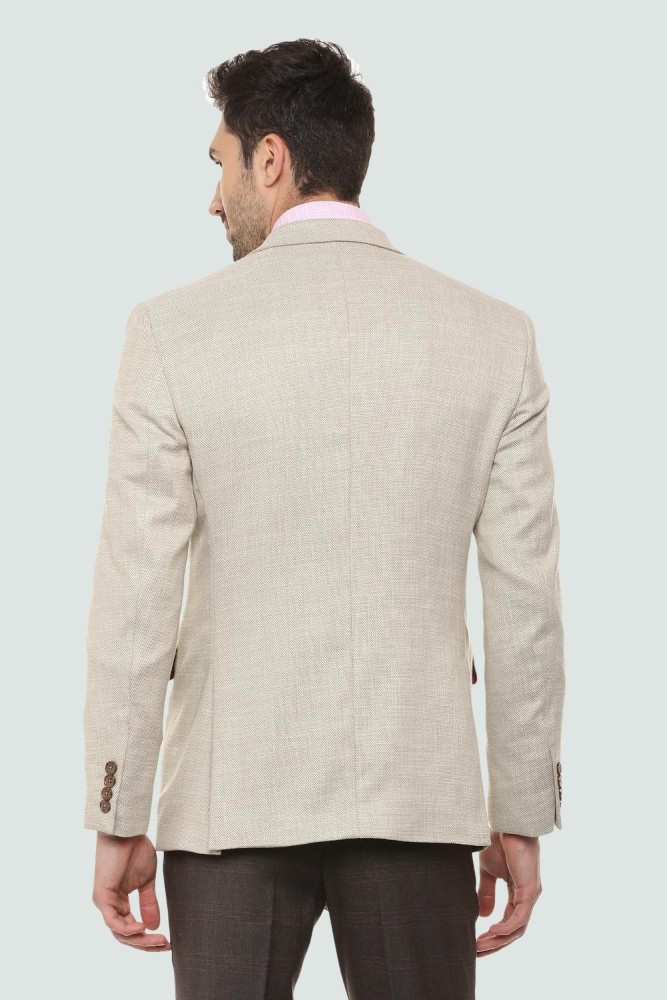 Louis Philippe Beige Self Designed Blazers