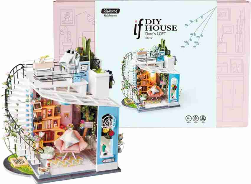 Rolife DIY Miniature Dollhouse Kit 1:24 Scale Model Diorama Gifts for Child  Adult(Joy's Peninsula Living Room),9.1X5.9X9.1 