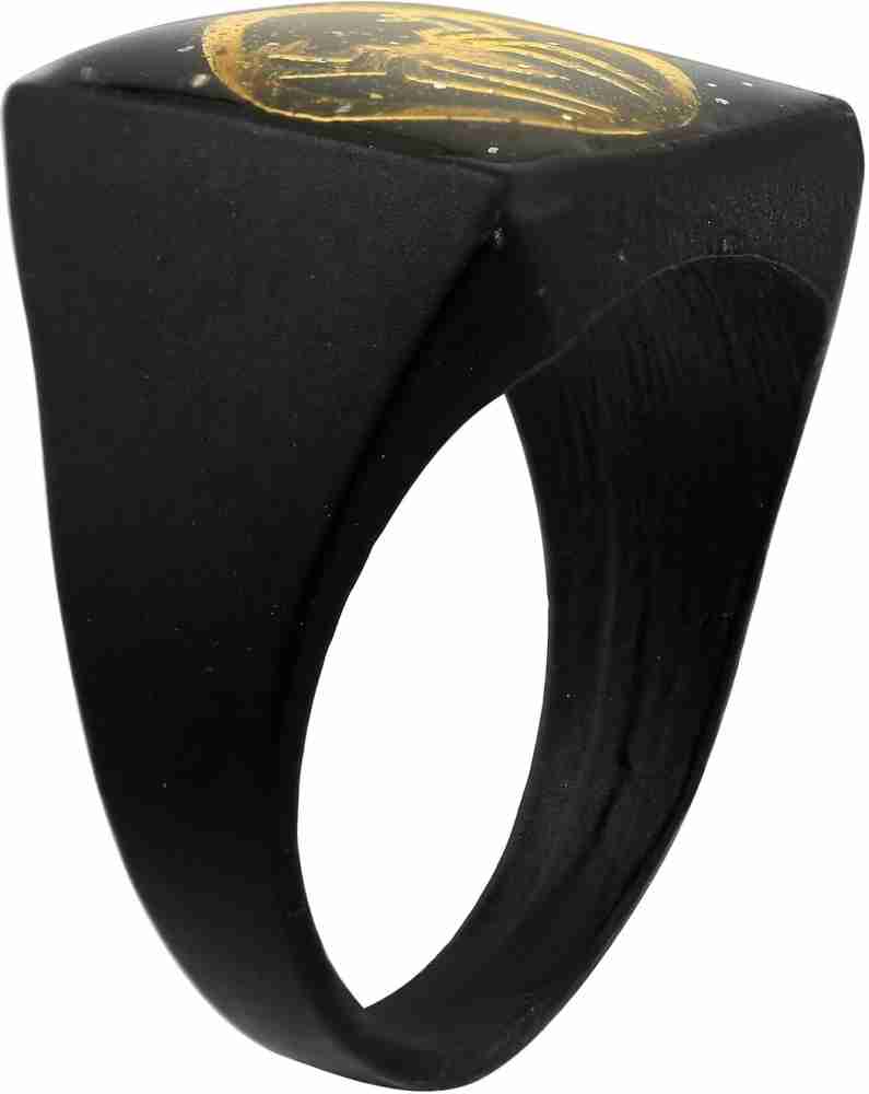 Morvi Black Brass Satin Finish Laminated Gold Plated, LV Logo Design Free  Ring for Men and Women Brass Ring