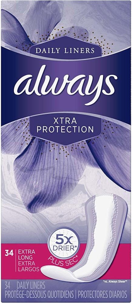 Always Xtra Protection Daily Liners, Extra Long Feminine Panty Liners  Pantyliner, Buy Women Hygiene products online in India