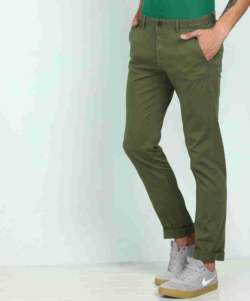 INDIAN TERRAIN Brooklyn Slim Fit Men Green Trousers - Buy INDIAN