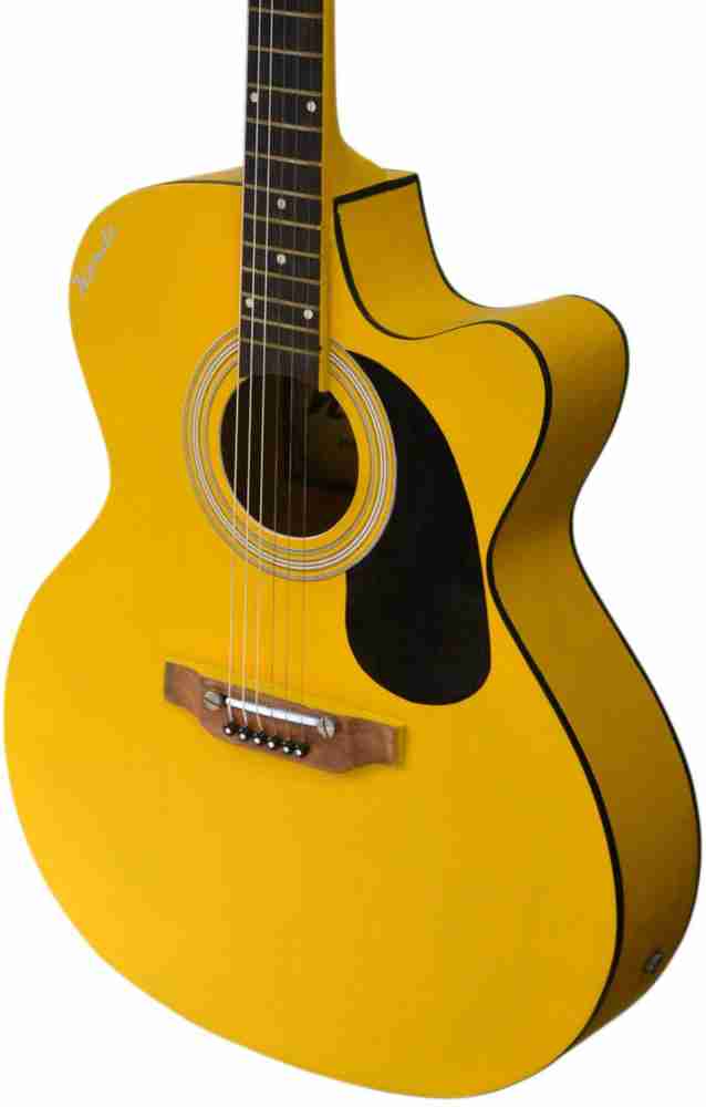 Yellow acoustic guitar store
