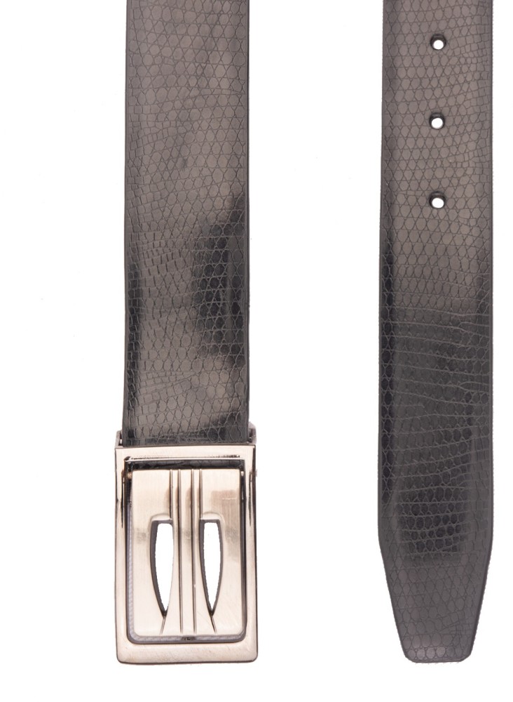 Khadim Men Black Leather Belt (Resizable)