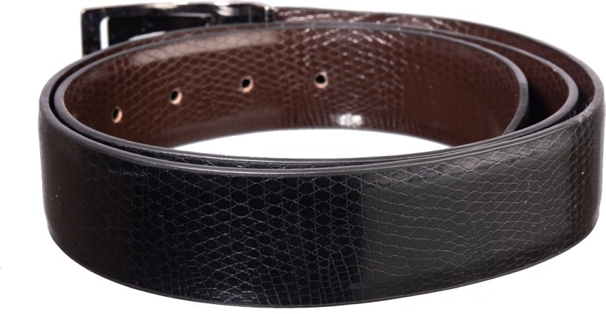 Khadim Men Black Leather Belt (Resizable)