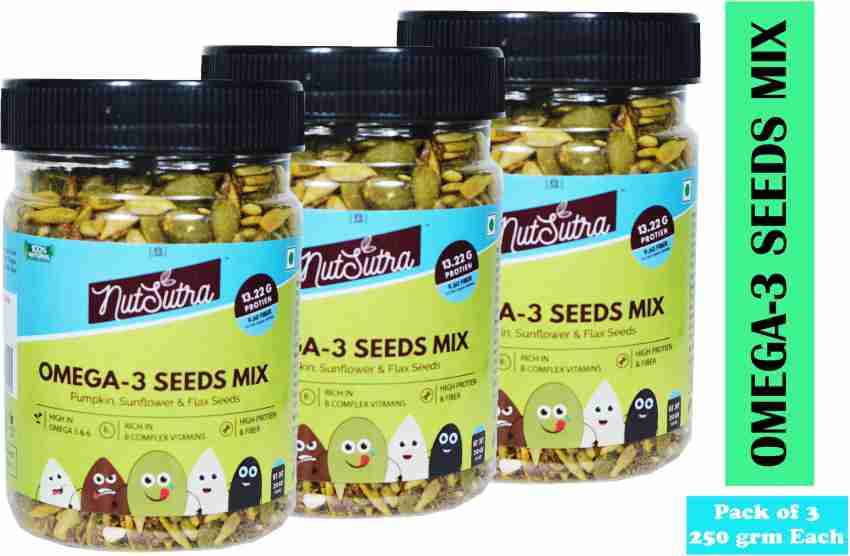 NUTSUTRA Omega 3 Seeds Mix Pack of 3 250 gm each Mixed Seeds