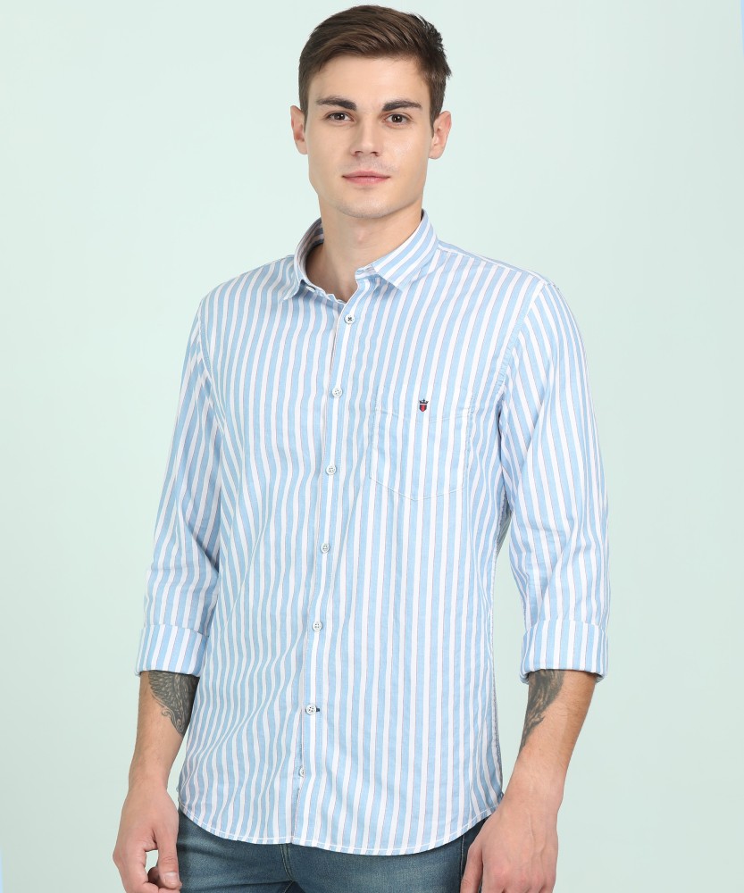 Buy Louis Philippe Sport Men Blue Super Slim Fit Striped Casual