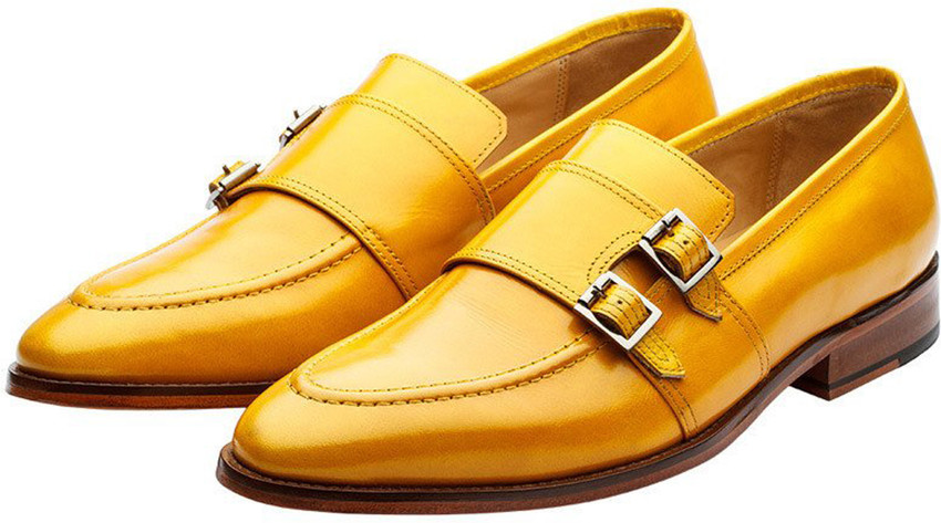 Yellow outlet leather loafers