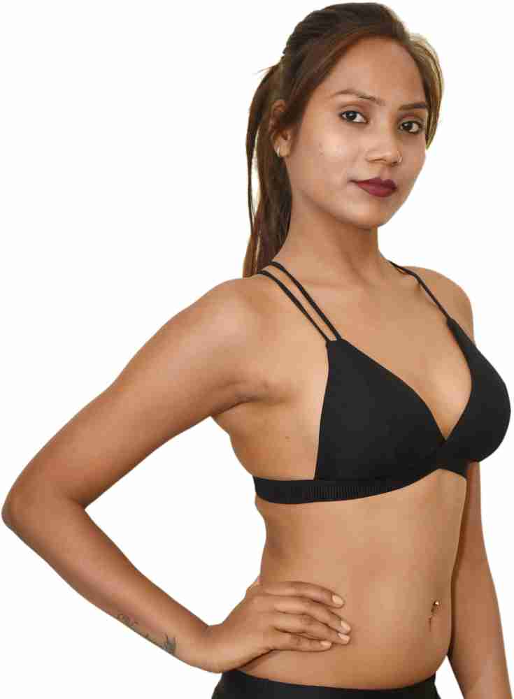 Buy Lovable Women Girls Nylon Non-Padded Fitness Bra Criss Cross Back  Pattern for Backless Outfits Crop Top Bra Type Bra/Workout/Yoga Ladies  Inner Wear Daily Use Sports Bra (BLACK_Size-XL) Online at Best Prices