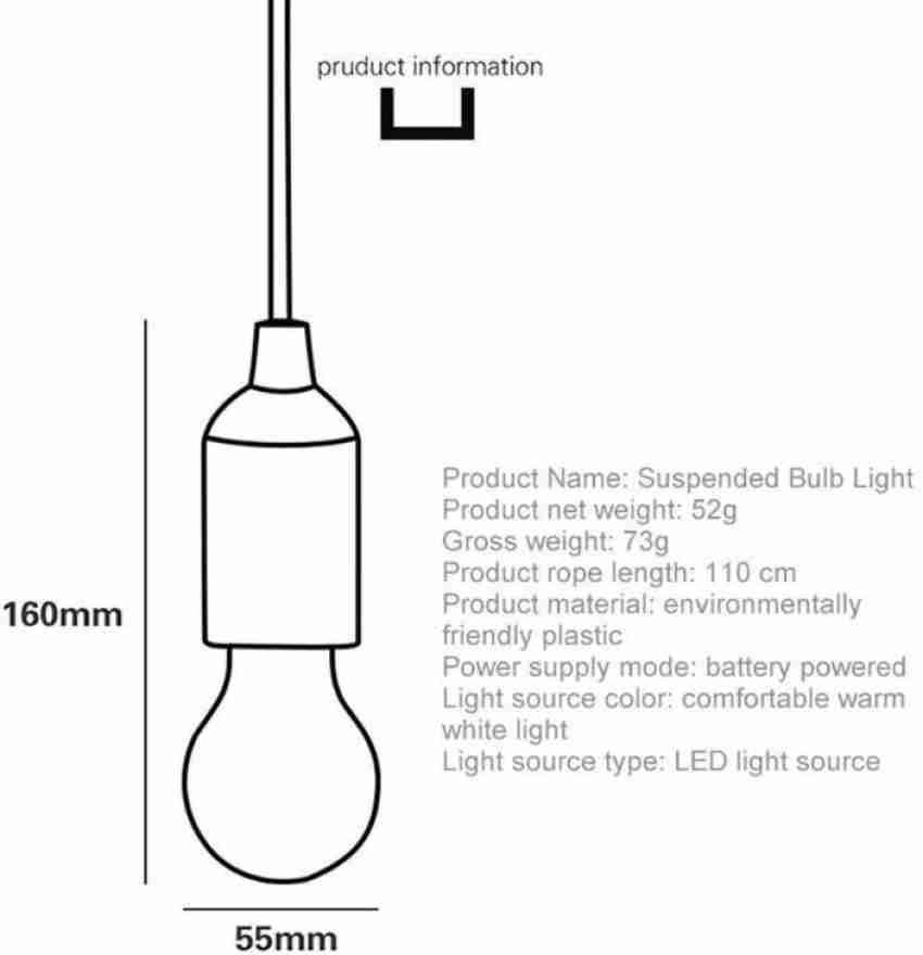 Portable Retro Style Battery LED Pull Cord Light Bulb Lamp Bright