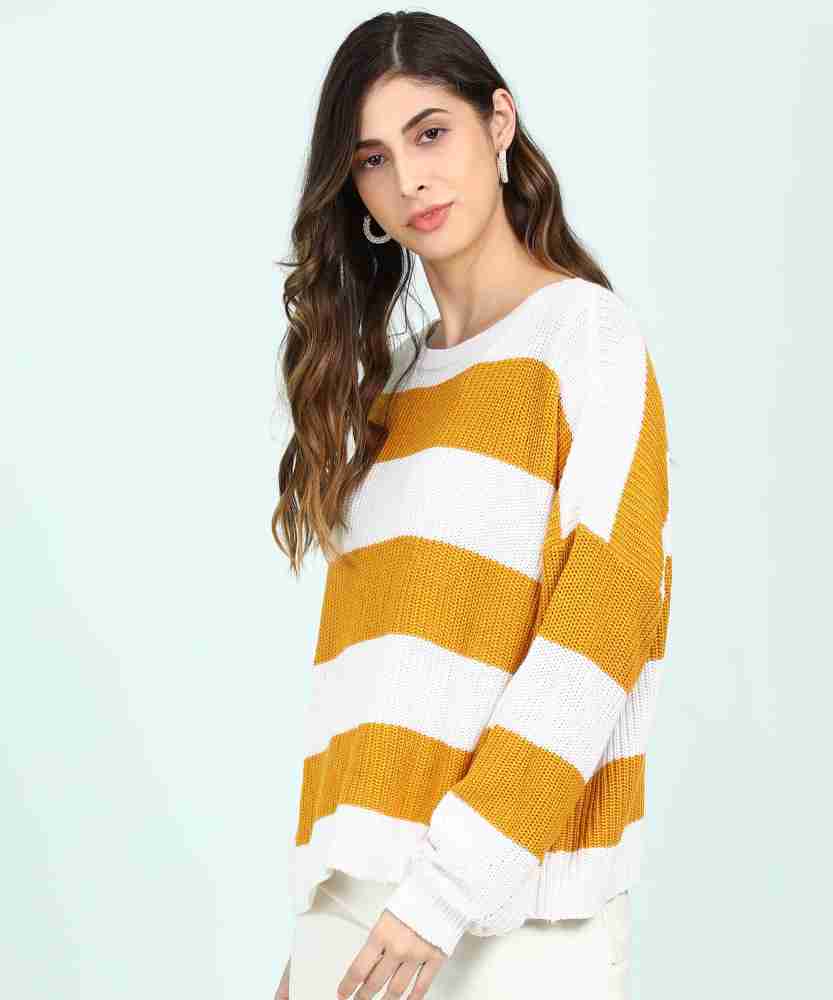 White and yellow striped on sale sweater