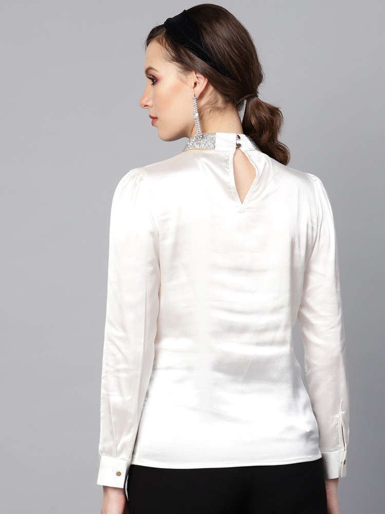 SASSAFRAS White High-Neck Top