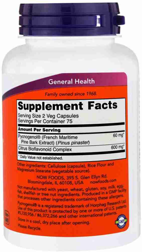 Now Foods Pycnogenol 30 mg 150 Veg Capsules Price in India Buy