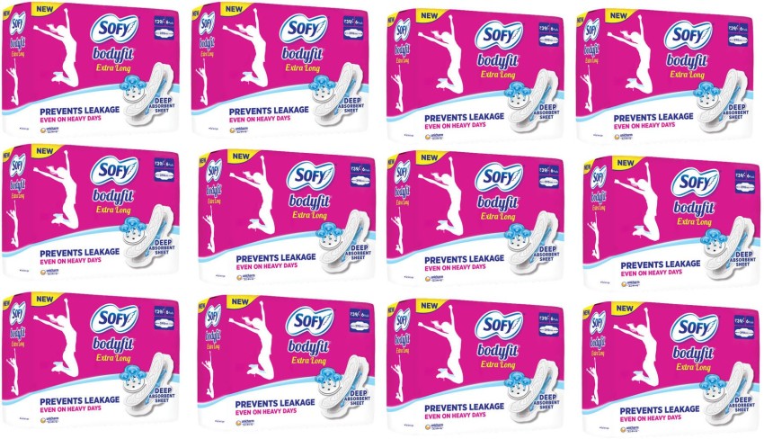 SOFY BodyFit Extra Large AntiBActiria Sanitary Pad (Pack of 6, 6 Pads Each)